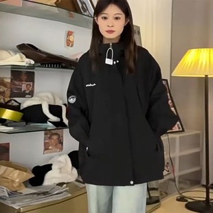 薄款 小个子宽松休闲防风学生工装 夹克潮 2025新款 黑色外套女春秋款