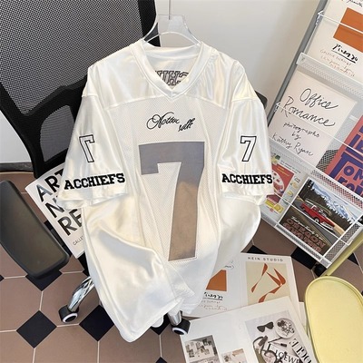 网眼刺绣短袖t恤男女运动训练服