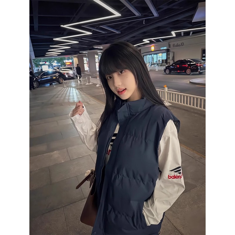 两件套美式羽绒马甲男款秋冬叠穿无袖外穿坎肩背心青少年棉服外套