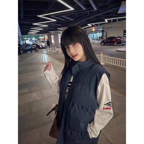 两件套美式羽绒马甲男款秋冬叠穿无袖外穿坎肩背心青少年棉服外套