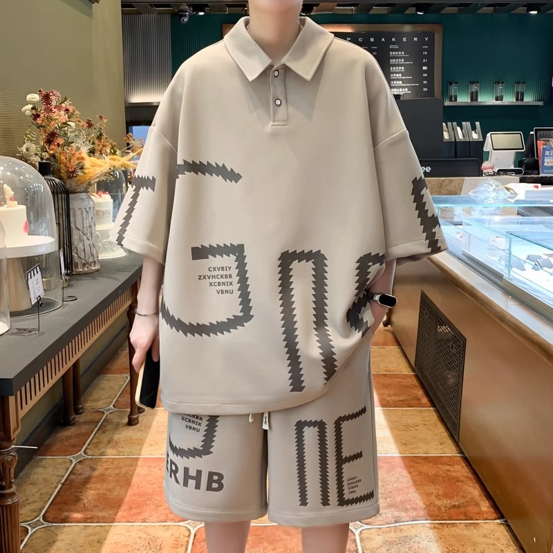 胖子300斤polo衫男士短袖t恤夏季加肥加大码潮牌运动宽松短裤套装