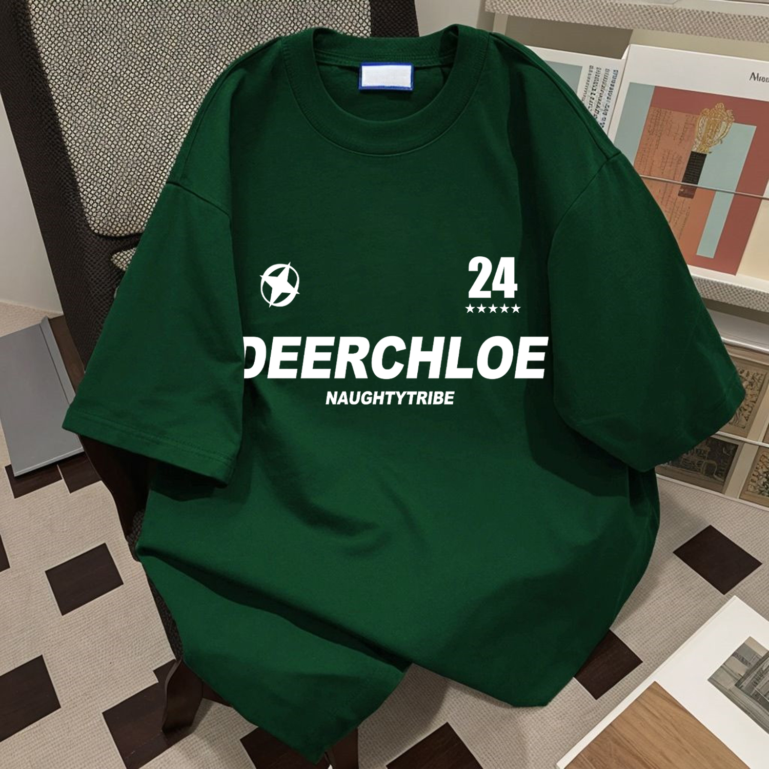 字母印花机车潮t恤男短袖潮牌大码300斤衣服复古美式纯棉情侣装