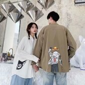 春秋季 海贼王卡通印花衬衫 男长袖 学生帅气日系宽松百搭上衣外套男