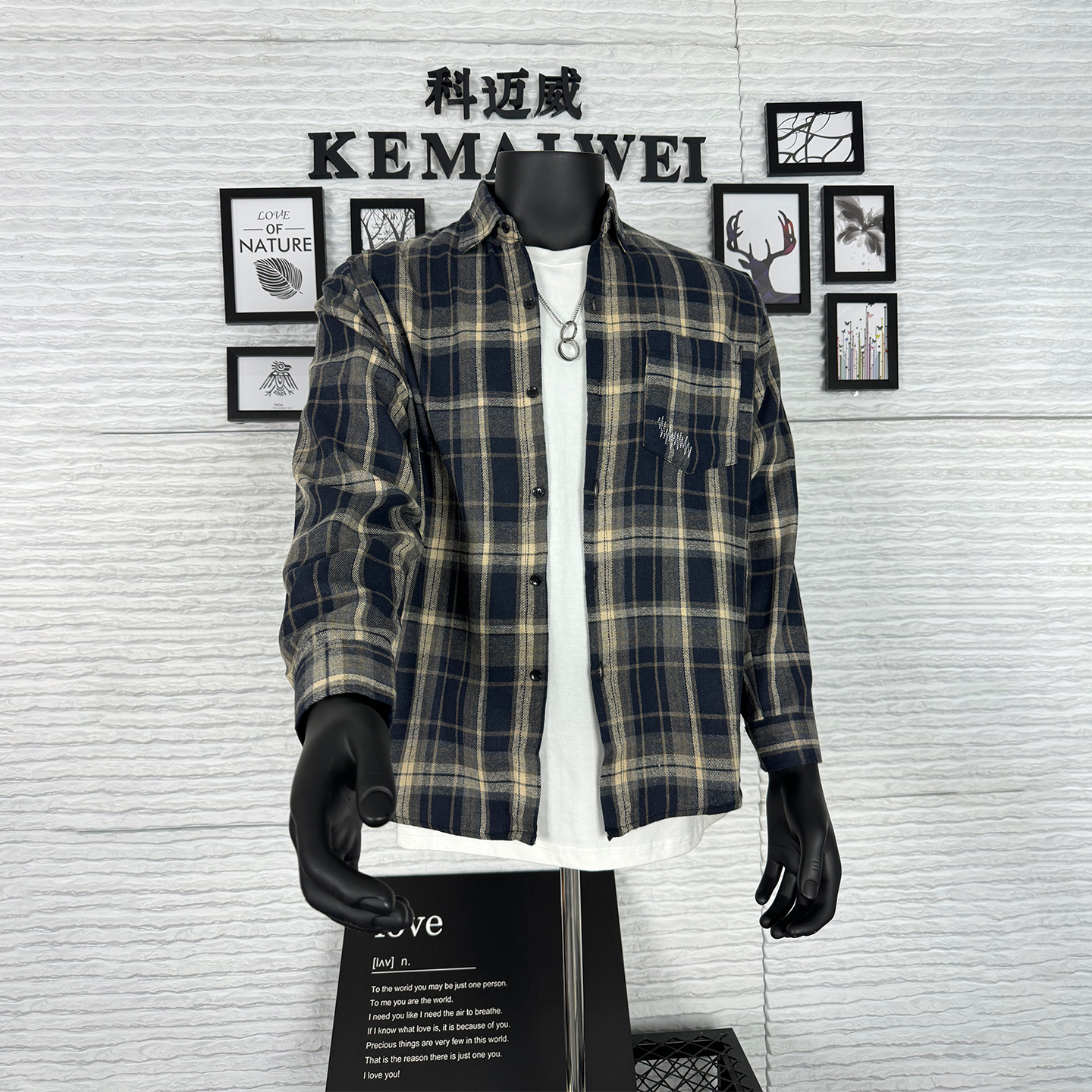 美式格子衬衫男士长袖春秋季新款