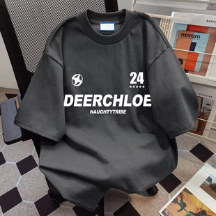 半截袖 加肥加大衣服男短袖 机车印花大码 宽松胖子夏季 t恤2025新款