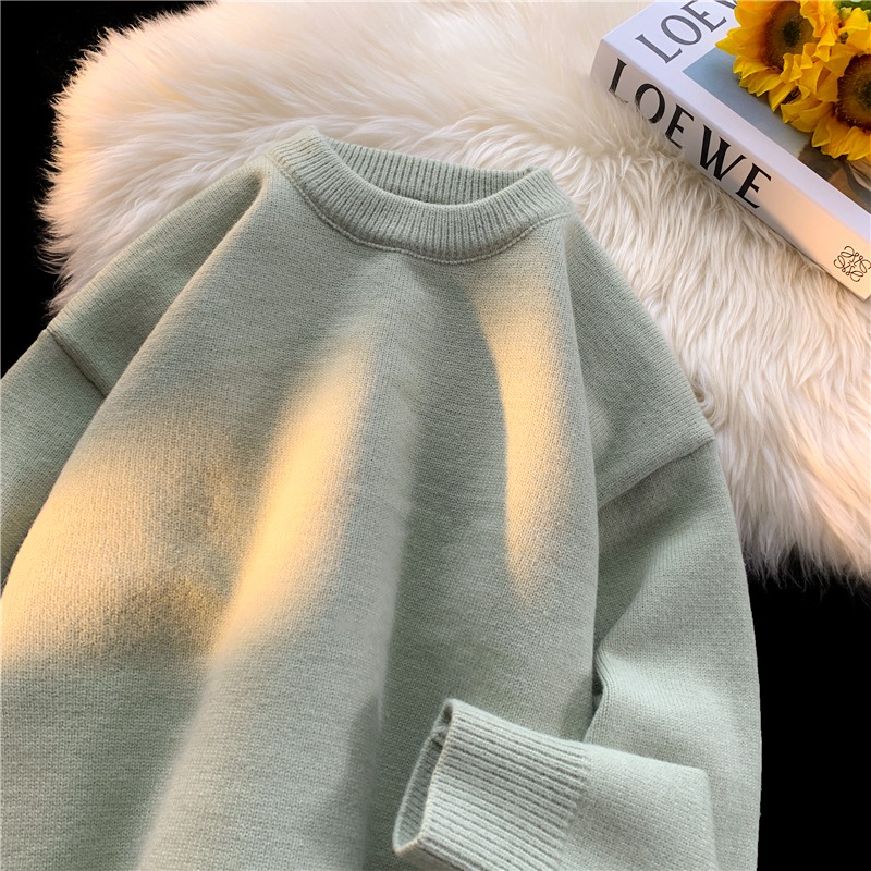 纯色套头毛衣男秋冬季圆领针织衫