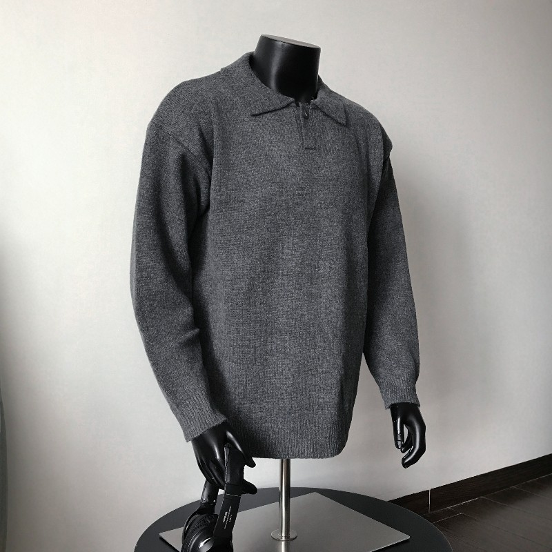 韩版潮牌高密厚实翻领毛衣男休闲