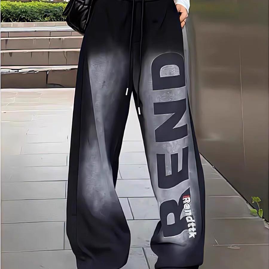 大码300斤潮牌美式宽松束脚卫裤男春夏肥佬直筒运动工装休闲长裤