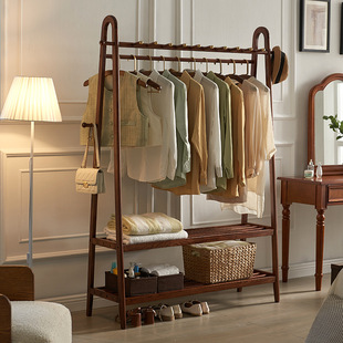 白蜡木挂衣架落地卧室办公室立式衣帽架室内简易置物架民宿衣服架
