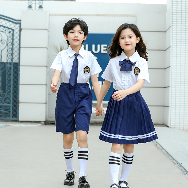 幼儿园园服夏装校服套装小学生英伦学院风毕业照班服