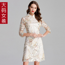 加肥加大码女装夏装欧美重工连衣裙1