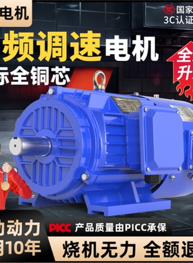 全铜变频电机调速三相异步电动机380V15/22/30/45/55/75/90kw马达