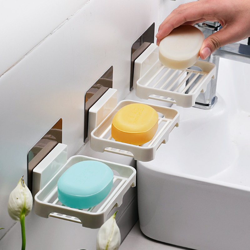 卫生间壁挂肥皂盒浴室洗手间肥皂架免打孔吸盘双层香皂盒沥水皂架