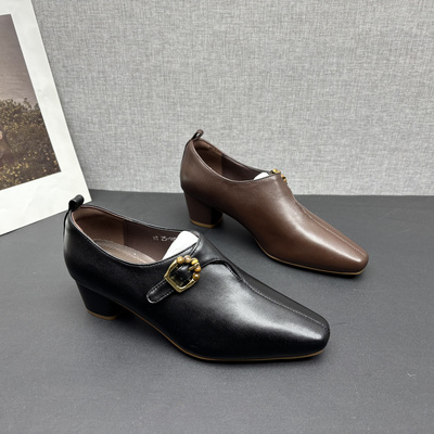 气质简约通勤羊皮舒适女单鞋