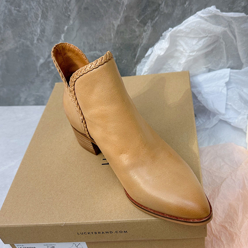LITERARY STYLE FOREIGN TRADE ORIGINAL SINGLE COWHIDE POINTED TOE CHELSEA BOOTS TEMPERAMENT LEATHER SPRING AND AUTUMN PLUS-SIZE SHORT NUDE BOOTS