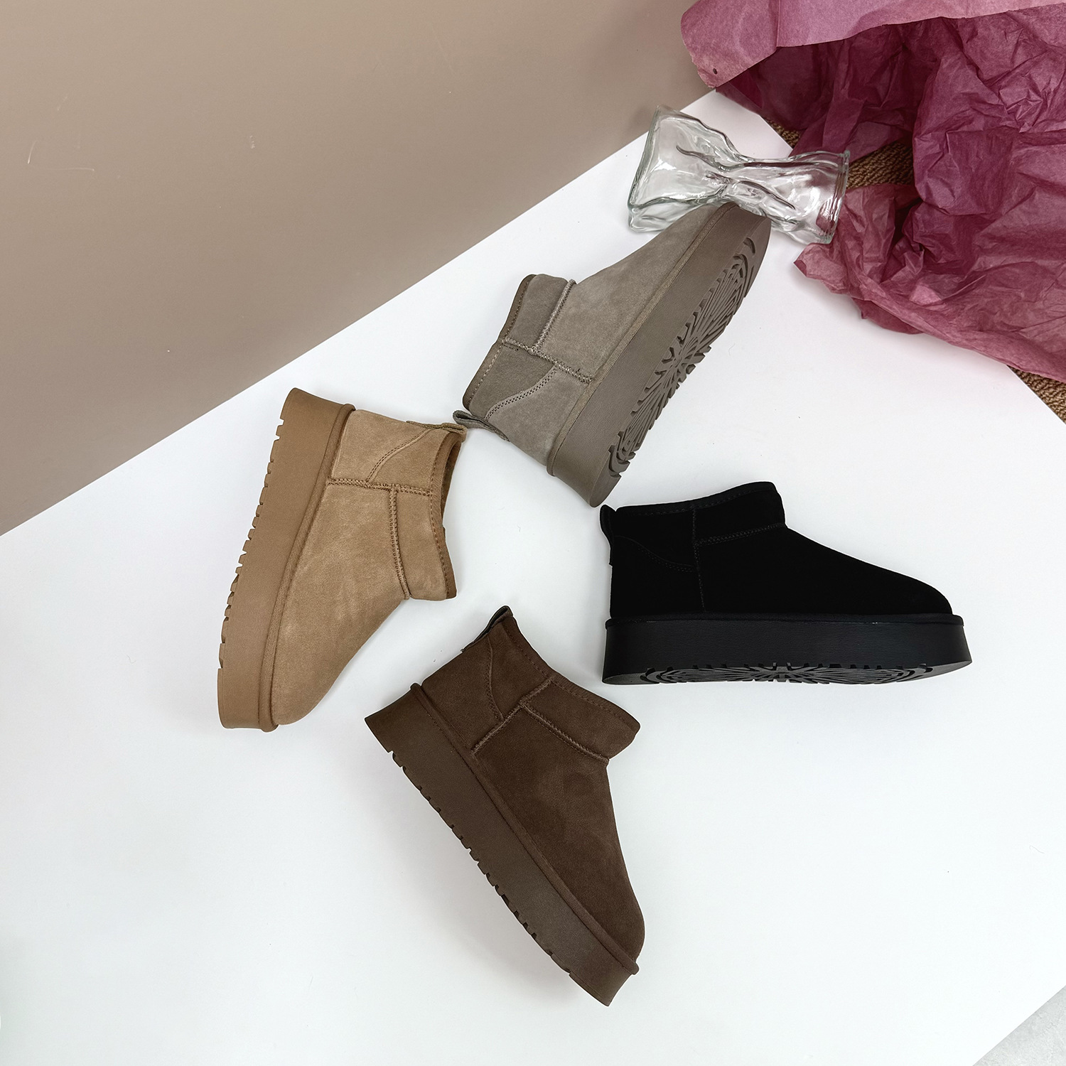 牛皮羊毛厚底大码雪地靴女