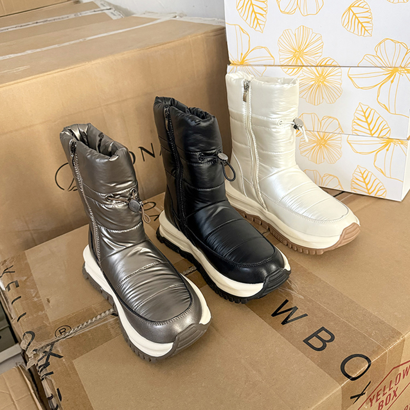 皮羊毛中筒靴大码休闲大码女靴