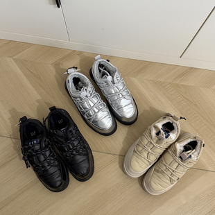 波兰g*p家 时尚菠萝鞋加绒厚底女靴一脚蹬大码防水保暖雪地靴女