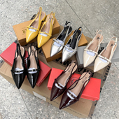 平底凉鞋 俄罗斯单 春夏外贸包头大码 尖头后空平底单鞋 女41 法式