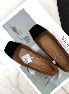 羊皮简约方头小香风平底单鞋吊卡1200+外贸真皮大码平底鞋女41