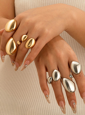 金属面戒指水滴开口蛋环