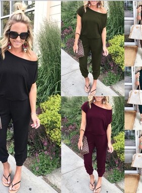 Female overalls short sleeve jumpsuits playsuit 春夏女连体裤