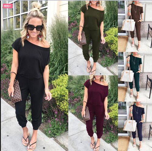 Female overalls short sleeve jumpsuits playsuit 春夏女连体裤