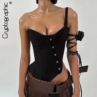 Corset Tops Women Streetwear Bustier Top Cropped Chic Outfit