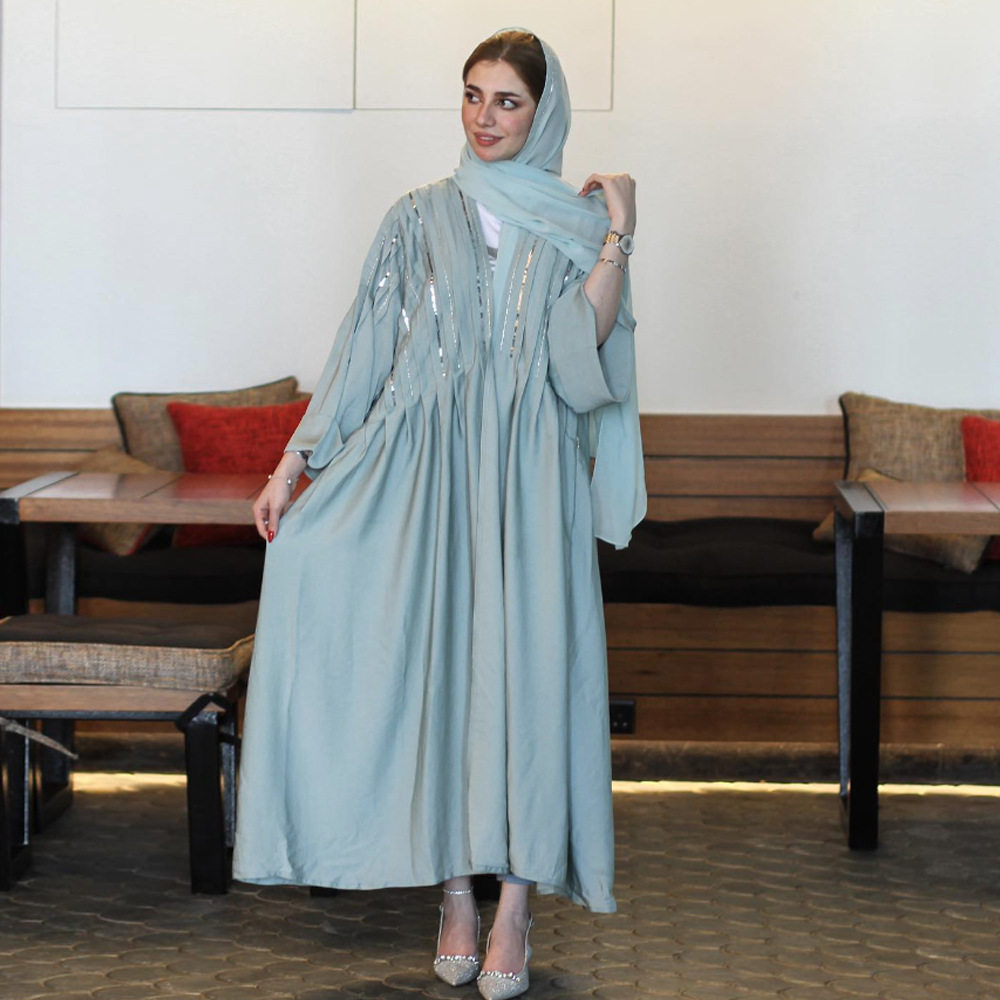亮片烫钻时尚休闲外套旅游长袍不含头巾 dress