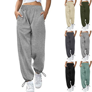 Fashion Women Solid Jogger Pants summer Elastic Waist Long