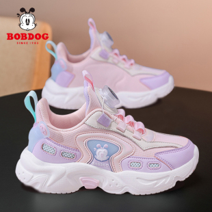 巴布豆女童鞋子2025新款皮面冬季加绒棉鞋秋冬二棉女孩儿童运动鞋