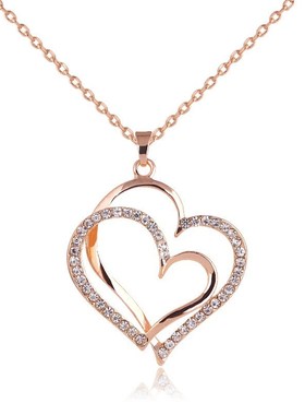 European double heart necklace women's fashion accessories女