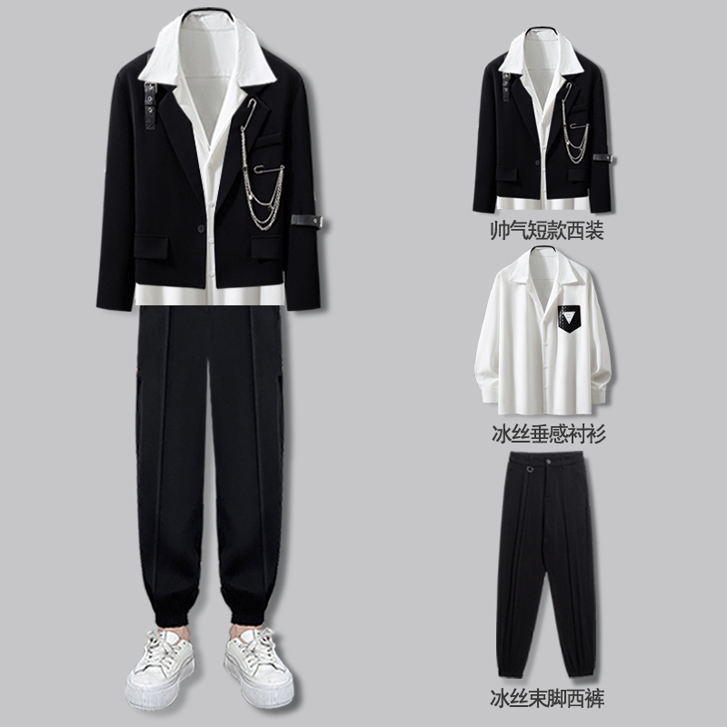 短款西装小个子显高型男穿搭