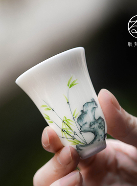 景德镇手绘小茶杯单杯闻香杯高档个人专用陶瓷品茗杯手工主人杯女