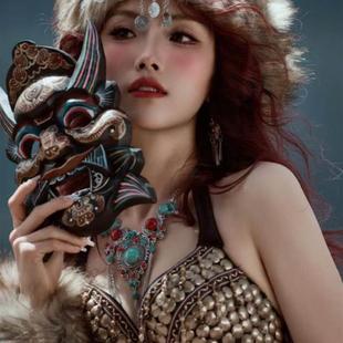 傩戏面具彩画面具装饰舞台道具表演人脸佩戴纯手工雕刻傩戏面具