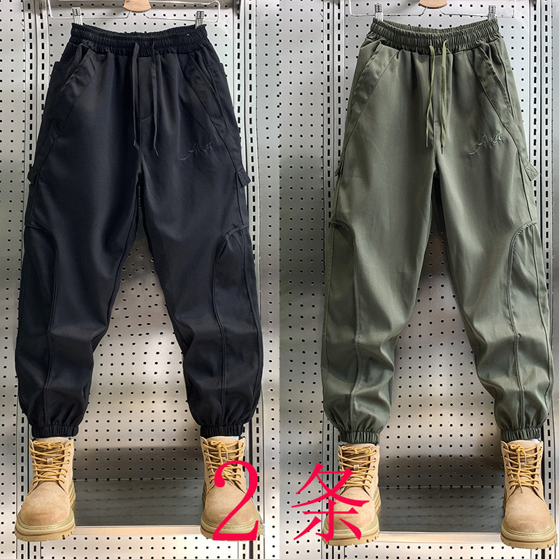 春秋工装裤子男宽松大码耐磨束脚裤青年运动多口袋休闲裤劳保长裤