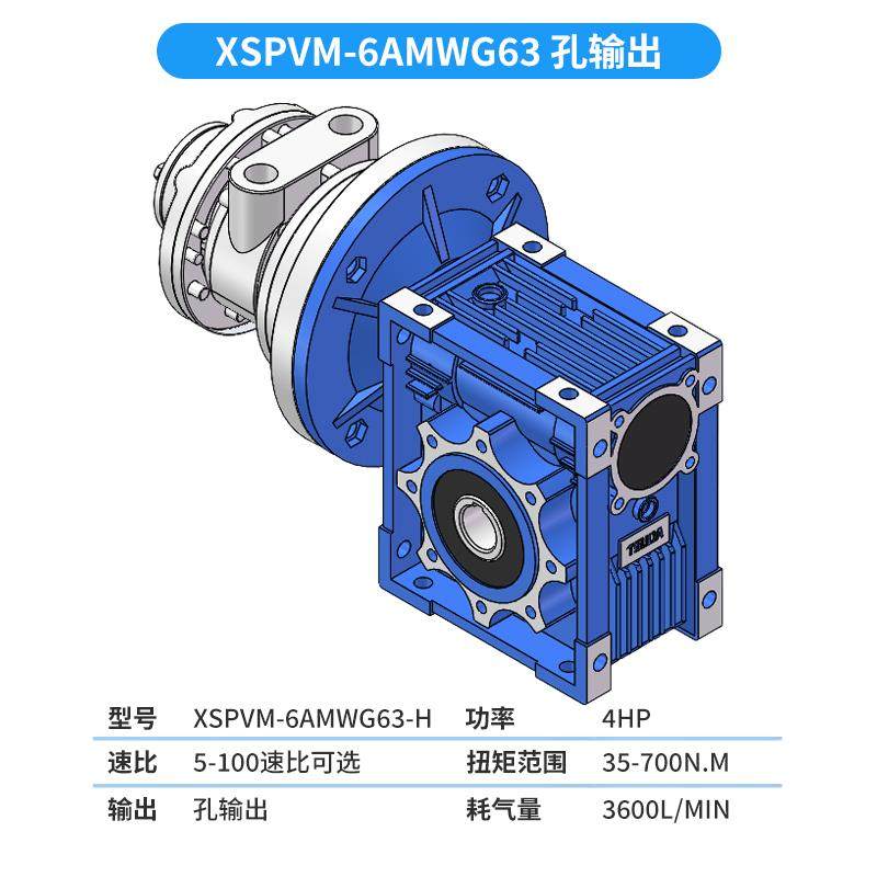 新款XSPVM2AM叶片式气动马达带减速机低速大扭矩防爆可调包邮