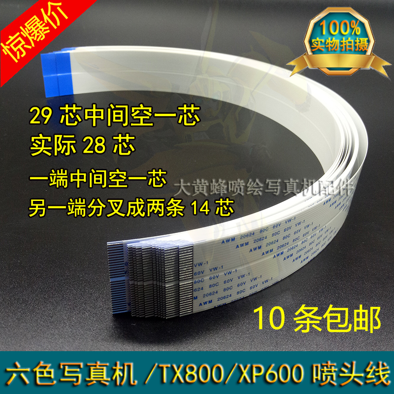 六色写真机喷头线 TX800 XP600喷头数据线29芯分叉喷头排线