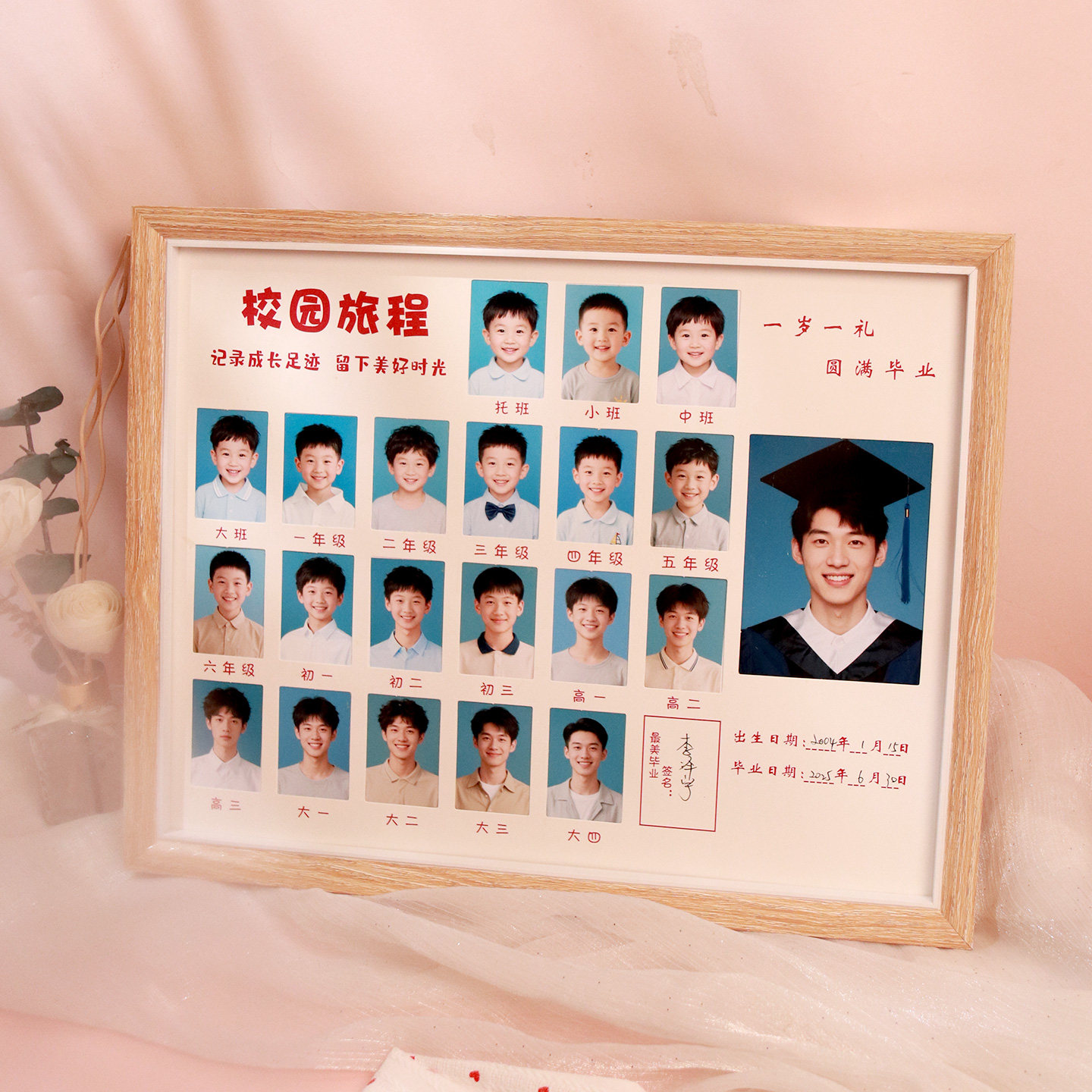 成长纪念相框从托班到大四毕业时光记录定制摆台儿童成长足迹礼物