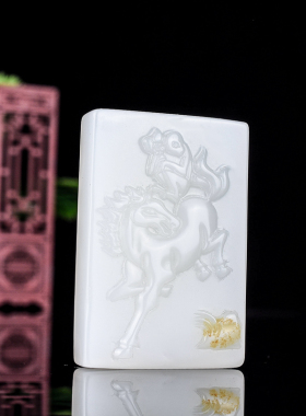 玉石匠新疆和田白玉马上封侯玉牌籽料生肖马挂件男女玉佩玉石吊坠