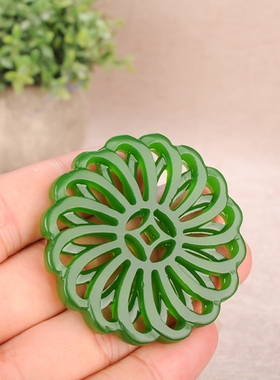 玉石匠和田碧玉花开富贵挂件转运轮挂坠时来运转扭转乾坤玉坠玉佩