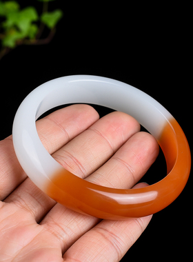 新疆和田玉羊脂白玉糖包玉手镯 且末料糖料白玉昆仑玉女款手镯子