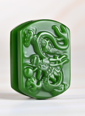 新疆和田玉碧玉龙行天下皮带扣 生肖龙腰带扣 男士霸气龙腾腰佩