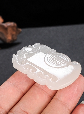 玉石匠和田白玉龙吊坠镂空雕工霸气仿古龙玉佩挂件玉龙吊坠玉牌