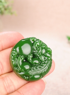 玉石匠和田玉碧玉貔貅吊坠男女款玉皮丘貔貅有求必应挂件玉坠玉佩