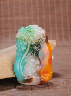 锦玉轩新疆和田玉花瓶玉吊坠白玉彩玉红玉平平安安如意玉牌挂件