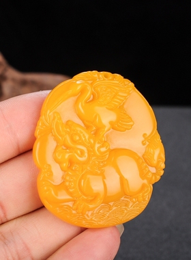 玉石匠 黄龙玉仙鹤玉佩 麒麟吊坠 霸气男女款仙鹤麒麟挂件项链