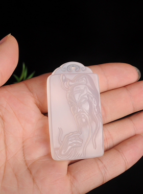 白玉髓挂件武财神玛瑙关公吊坠