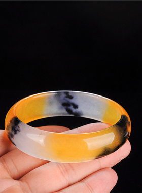 新疆和田玉玉石手镯水草花飘花黄玉金丝玉黄龙玉戈壁玉玉手镯女款