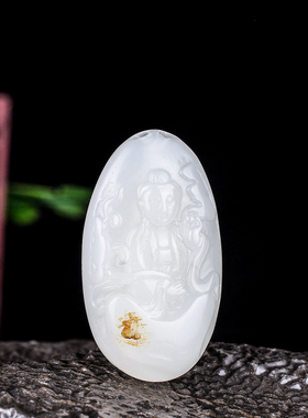 玉石匠新疆和田玉观音吊坠白玉观音玉佩 玉石玉器观音 项坠 挂件
